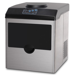 R - Ice cube maker + Fridge, Eiswürfelmaschine silber 22 kg / 24 h, Eiswürfelmaschine mit Wasserspender 22 kg / 24 h