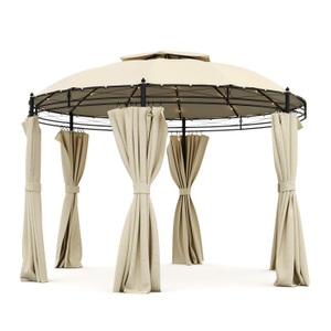 R - Saisonale Items, Gartenpavillon LED rund beige, Gartenpavillon LED ROYAL 3.5 m rund beige