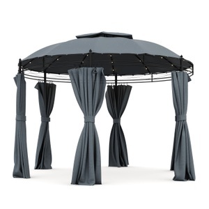 undefined, Gartenpavillon LED rund grau, Gartenpavillon LED ROYAL 3.5 m rund grau