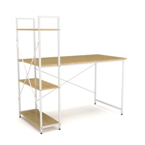 undefined, Schreibtisch FLORINA natur/weiss, Schreibtisch mit Regal FLORINA natur/weiss