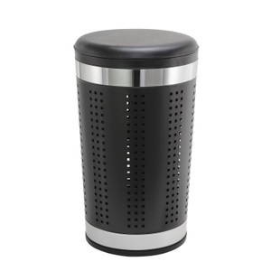 undefined, Wäschekorb mit Deckel Metall schwarz, 