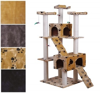 R - cat trees, Katzenbaum 182 cm beige mit Pfoten, Katzenbaum MIRO 182 cm beige mit Pfoten