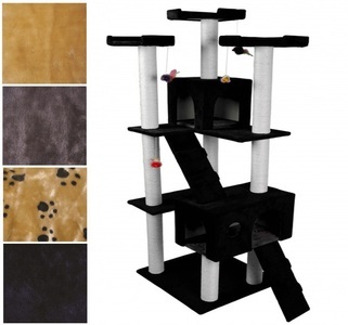 R - cat trees, Katzenbaum 182cm hoch schwarz mit Spielmäusen, Katzenbaum MIRO 182 cm schwarz