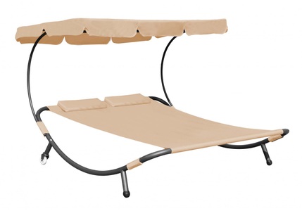 R - Saisonale Items, 2 Personen Sonnenliege Gartenliege beige, Sonnenliege 2 Personen beige