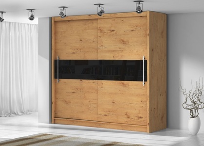 Jakub, Schrank Kleiderschrank NANO, Kleiderschrank Schiebetüren Holz NANO 200 cm
