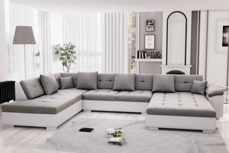 Sofas Kalm, Sofa ARIA rechts weiss grau, Ecksofa ARIA rechts grau/weiss