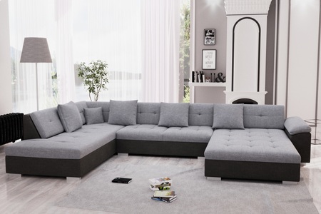 Sofas Kalm, Sofa ARIA rechts schwarz grau, Ecksofa ARIA rechts grau/schwarz