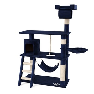 Cat trees, Katzenkratzbaum 141 cm hoch blau, Katzenbaum SIMBA 141 cm blau