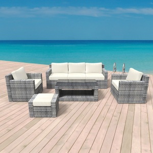 Feier, Gartenmöbel Rattan Lounge MANILA grau, Rattanlounge MANILA grau/beige