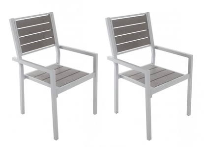 Chen Poly, Stuhl Polywood grau im Doppelpack, Gartenstuhl PELO 2er Set grau