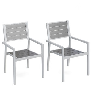 Chen Poly, Stuhl Polywood grau im Doppelpack, Gartenstuhl PELO 2er Set grau