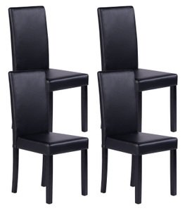 Lily - Betten, Esszimmerstuhl Harry schwarz im 4er-Set, Esszimmerstuhl Leder NICK 4er Set schwarz