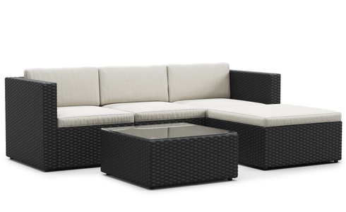 Mark Sunl, Rattan Lounge MALIBU schwarz, Rattanlounge MALIBU schwarz/beige