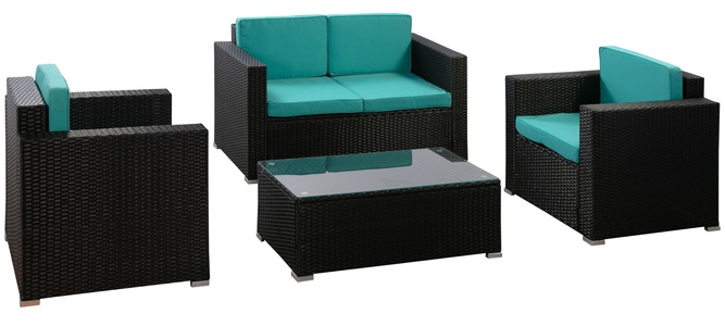 Cindy, Ersatzkissen für Lounge VENEZIA türkis, Ersatzkissen für Rattanlounge VENEZIA türkis