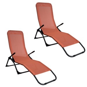Nicole, Liegestuhl Doppelpack orange, Liegestuhl orange 2er Set