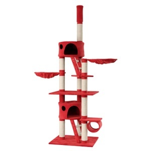 R - cat trees, Katzenkratzbaum deckenhoch 240 - 260 cm rot, Katzenbaum FELIX 240 cm rot