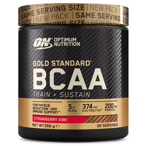 Protein, Optimum Nutrition BCAA Pulver 266g Strawberry Kiwi, Gold Standard BCAA Train&Sustain - 266g - Erdbeer-Kiwi