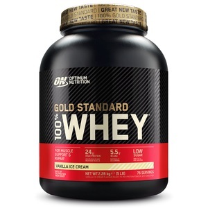 Optimum Nutrition, Optimum Nutrition - 100% Whey Gold Standard Vanilla Ice 5lb - 2267 g, Optimum Nutrition Whey Protein Gold Standard 2267 g Vanilla Ice Cream