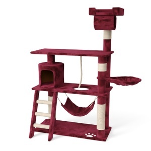 Cat trees, Katzenkratzbaum SIMBA bordeaux, Katzenbaum SIMBA 141 cm bordeaux