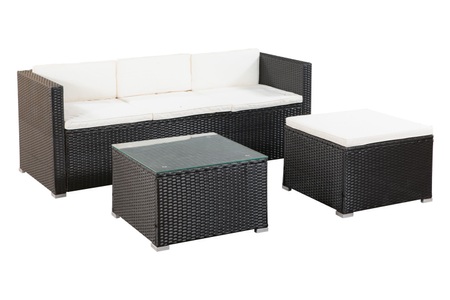 Ruby Ipro, Rattanlounge NIZZA schwarz, Rattanlounge NIZZA schwarz/beige