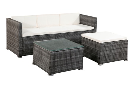 Ruby Ipro, Rattanlounge NIZZA grau, Rattanlounge NIZZA grau/beige