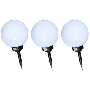R - Saisonale Items, Solarlampe rund 20 cm 3er-Set, LED Solarlampe rund 20 cm 3er Set