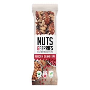 Nuts&Berries, Crunchy Nut Bar Bio Almond Cranberry (15x30g), 