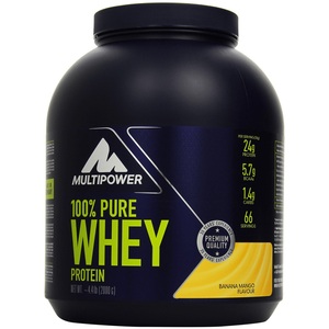 Multipower, Multipower 100% Pure Whey Protein Banana Mango Dose (2000 g), 100% Pure Whey Protein - 2000g - Banana-Milk
