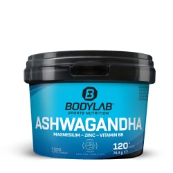 Bodylab24, Ashwagandha + Magnesium - Zinc - Vitamin B6 (120 Kapseln), Bodylab24 Ashwagandha + Magnesium + Zink + Vitamin B6