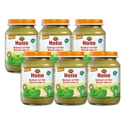 Holle, Holle Gemüse Gläschen, Brokkoli mit Reis - 6x190g - Bio, ab dem 5. Monat