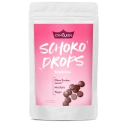 GYMQUEEN, Low Carb Schokodrops Edelbitter (200g), Kohlenhydratreduzierte Schokodrops Edelbitter (200g)