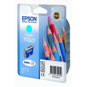 Epson, EPSON Tintenpatrone cyan 16ml, EPSON EPSON T0322 Druckerpatrone Cyan passend für: Stylus C70;Stylus C70 Plus;Stylus C80;Stylus C80N;Stylus C80WN