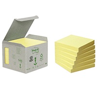 POST-IT, POST-IT Haftnotizen Recycling 76x76mm 654-1B gelb 6x100 Blatt, 3M Post-it Haftnotizen Recycling, 76mm x 76mm, gelb, 654-1B, (6 x 100 Blatt)