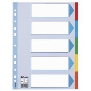 undefined, ESSELTE Register A4 / 5-geteilt, bunter Karton, ESSELTE Register A4 / 5-geteilt, bunter Karton