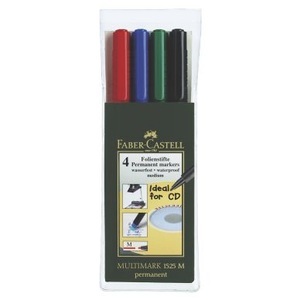 Faber-Castell, Faber-Castell CD/DVD Multimarker M, Faber-Castell OHP MULTIMARK, M, 4-farbig assortiert, permanent, 152504