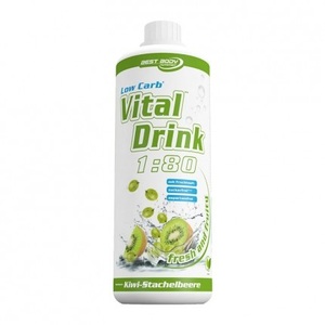 Best Body Nutrition, Best Body Nutrition Low Carb Vital Drink, Kiwi-Stachelbeere, Vital Drink Konzentrat - 1000ml - Kiwi Gooseberry