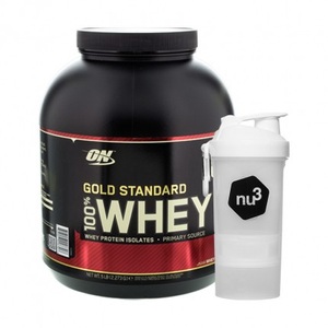 Optimum Nutrition, Optimum Nutrition 100 % Whey Gold Standard + nu3 Smartshake, Vanilla Ice Cream, Optimum Nutrition Whey Protein Gold Standard 2267 g Vanilla Ice Cream