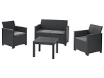 CONFORAMA, Gartensofa-Set EMMA grau anthrazit, Allibert Loungegarnitur 8-teilig , Emma 4ER SET Anthracite , Graphitfarben , Kunststoff , gastro- und objekttauglich, regenabweisend, lichtecht, rostfrei, UV-beständig, wetterbeständig, wetterfest , 000993005201