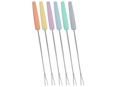 CONFORAMA, Gabeln COOK Stahl rostfrei Grau, Türkis, Blau, Violett, Gelb, Orange, Fonduegabel-Set COLORS Edelstahl mehrfarbig