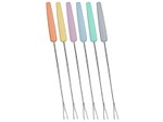 CONFORAMA, Gabeln COOK Stahl rostfrei Grau, Türkis, Blau, Violett, Gelb, Orange, Fonduegabel-Set COLORS Edelstahl mehrfarbig