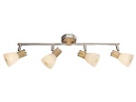 Globo, GLOBO GYLFI Strahler nickel matt, Holz, Glas opal, Glas gestreift, beweglich, LxH:600x, Strahler nickel matt 4xE14