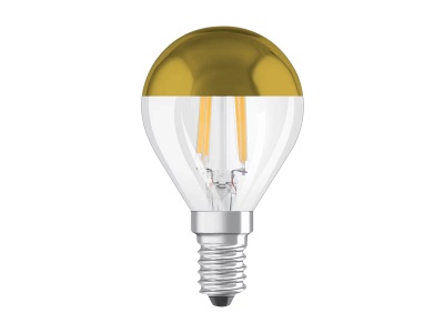Osram, OSRAM LED-Lampe E14 Mirror CLP gold 4W 2.700K, OSRAM LED Mirror Gold 4-W-Filament-LED-Lampe E14 mit Goldkuppe