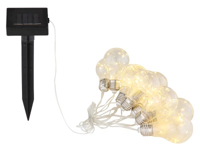 Globo, LED-Solar-Lichterkette 33708-10 in Silber metallic, Globo Solarleuchte Kunststoff Silbergrau