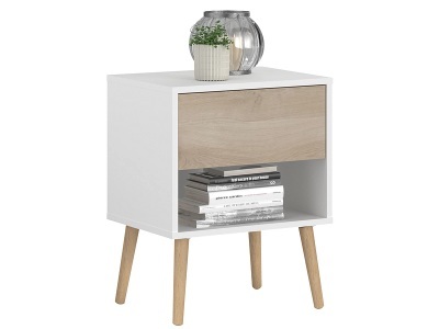 undefined, Nachttisch AALBORG 1 Schublade weiss, Nachttisch AALBORG 1 Schublade 44x33x55.7cm weiss
