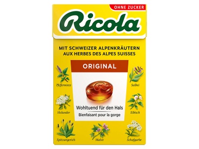 Ricola, Ricola Original Bonbons ohne Zucker mit Stevia (50 g), RICOLA Box Kräuter 7526 50g