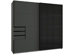 undefined, Schrank ASCONA 3 Schubladen grafit, MID.YOU Schwebetürenschrank in graphitfarben, schwarz , Saigon , Metall , 4 Fächer , 3 Schubladen , 225x210x64 cm , Dekorfolie,Dekorfolie,Nachbildung,Nachbildung , 001787040005