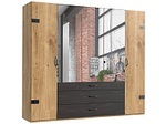 fresh to go, Fresh To Go Kleiderschrank »Detroit«, MID.YOU Drehtürenschrank in graphitfarben, eichefarben , Detroit B: 250 CM Eichefarben , Metall , 3 Fächer , 3 Schubladen , 250x216x58 cm , Dekorfolie,Dekorfolie,Nachbildung,Nachbildung , In verschiedenen Grössen erhältlich , 001787052305