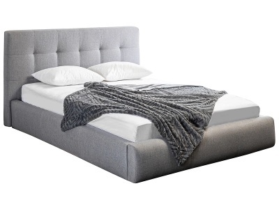 CONFORAMA, Bett 140 x 200 cm NORA Stoff, Bett NORA 140x200cm Stoff hellgrau