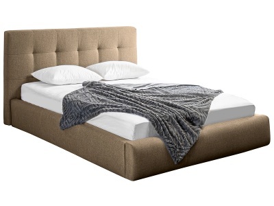 CONFORAMA, Bett 140 x 200 cm NORA Stoff, Bett NORA 140x200cm Stoff hellbraun