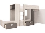 CONFORAMA, Hochbett TRENDY Weiss, Natürliches Holz, Grau anthrazit 90x200 cm, Hochbett TRENDY TRASMAN 90x200cm taupe